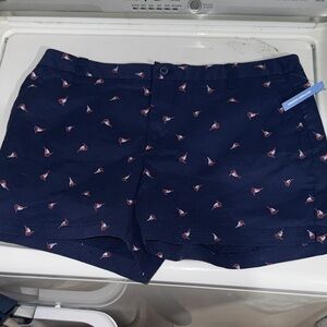 Magellan Outdoors Navy Shorts with Red & White Sailboat Print
